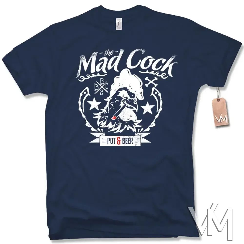 2019 New Short Sleeve Tee T-Shirt' Pot and Beer' Old School Fight Outlaw Funny Weed Retro Size Male T Shirt