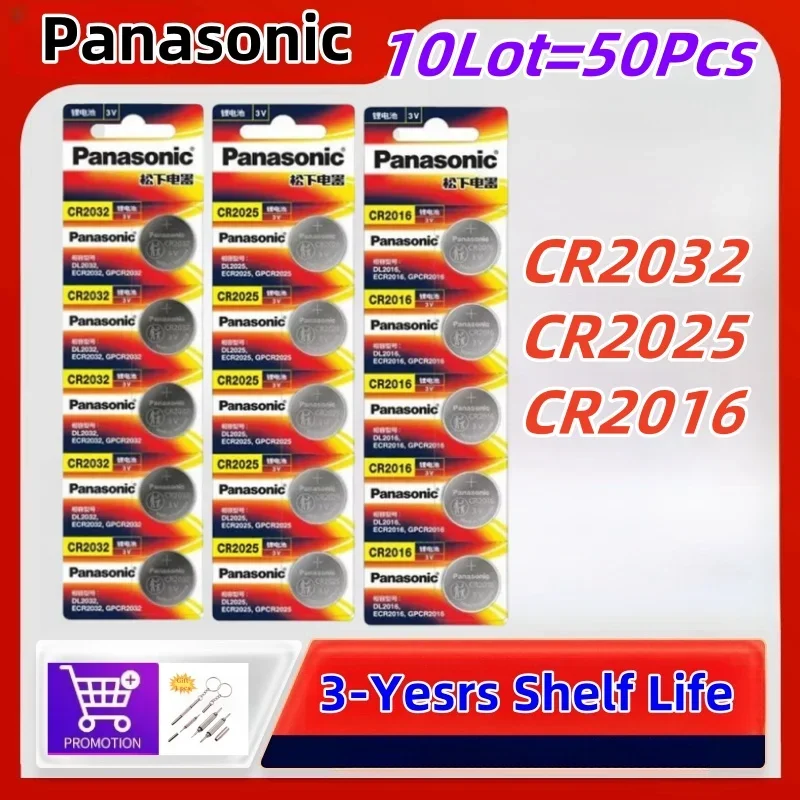 

50pcs Original Panasonic CR2032 Button Batteries CR2025 CR2016 Cell Coin Lithium Battery For Clock Electronic Toy Calculators