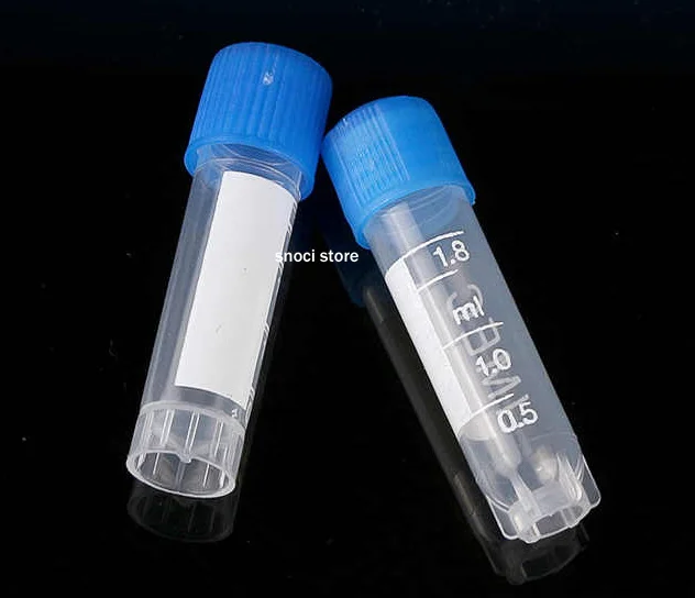 100Pcs Plastic Test Tubes  Freezing Tube  Vials Sample Craft Screw Cap Bottles for Office School Chemistry Supplies 1~15ml