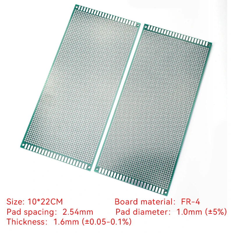 2 Stück 2,54 mm Rastermaß Doppelseitige Universelle Leiterplatte 10x22 cm Größe Elektronische Komponente für DIY-Projekte – Detail 1