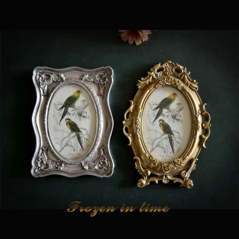 

Oval-shaped old retro photo frame 6-inch 7-inch American-style wall-hanging foreign trade resin
