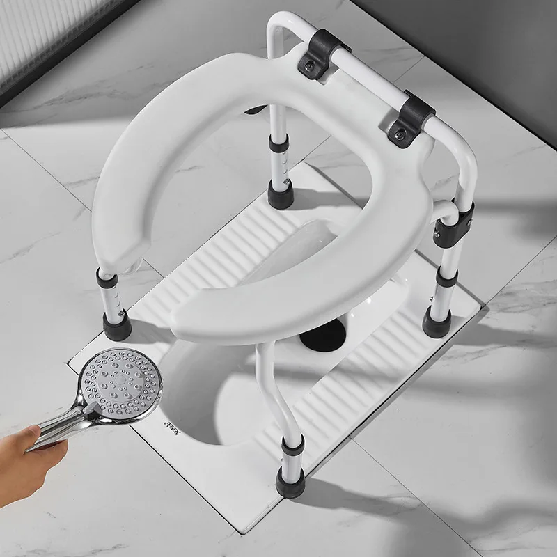 Adjustable Folding Toilet Seat Riser Portable Commode Chair for Elderly Pregnant Women Alloy Bathroom