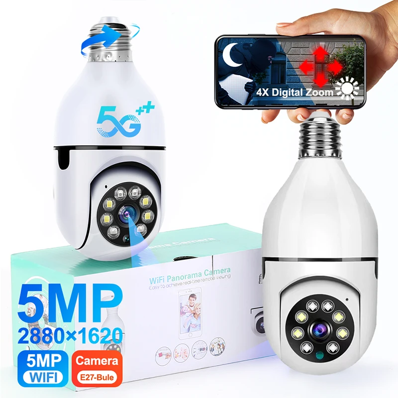 

5G Wifi IP Camera Wireless Indoor Cameras Bulb Night Vision Camera Surveillance Automatic Human Tracking Security Monitor Camera