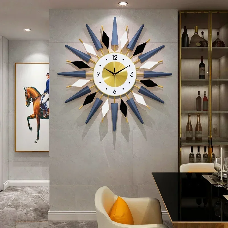 Fashion Iron Art Clocks Luxury Wall Clock Simple Living Room Wall Clock Creative Home Decoration Reloj De Pared Wall Decor