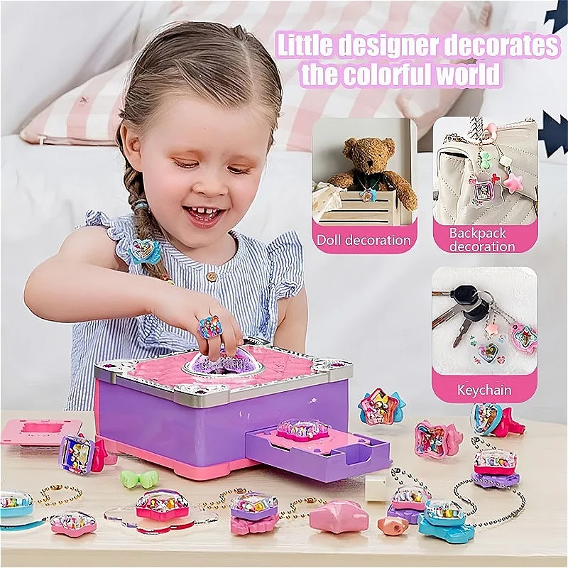 

DIY 3D Sticker Maker Toy with A Versatile Magic Book 67 Different Shapes Stickers Ring Bead Necklace Pentagram Pendant for Girls