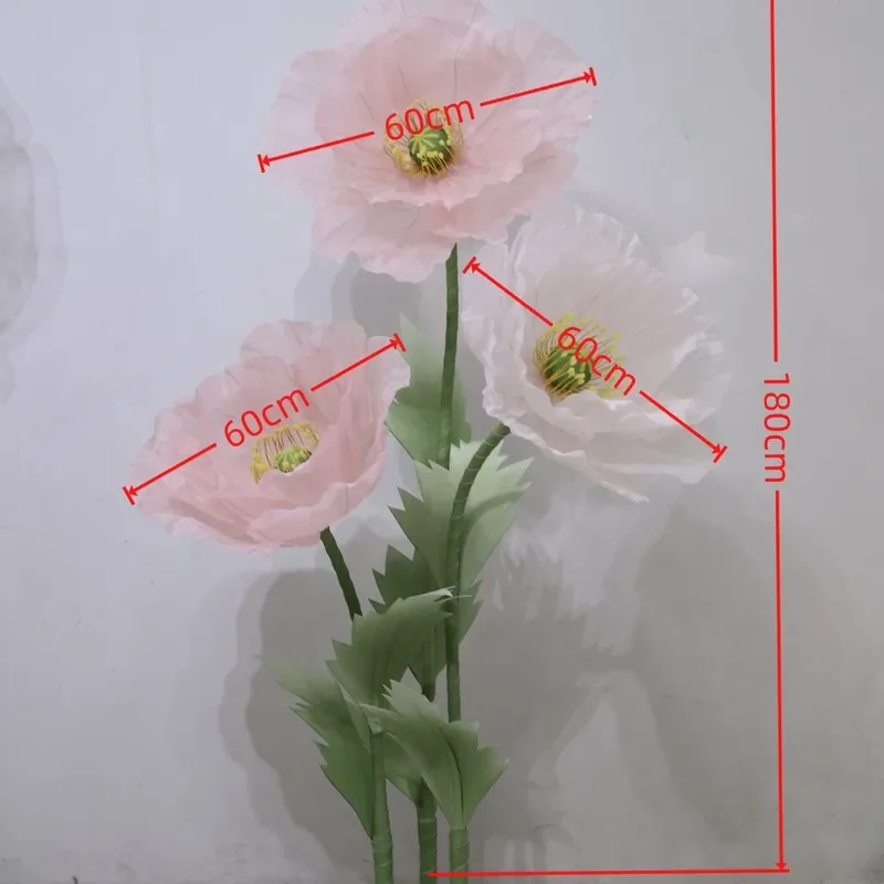 Large 3D Artificial Silk Organza Paper Flowers Handmade Wedding Scene Decoration Mall Display Floral Craft Home Party Decor
