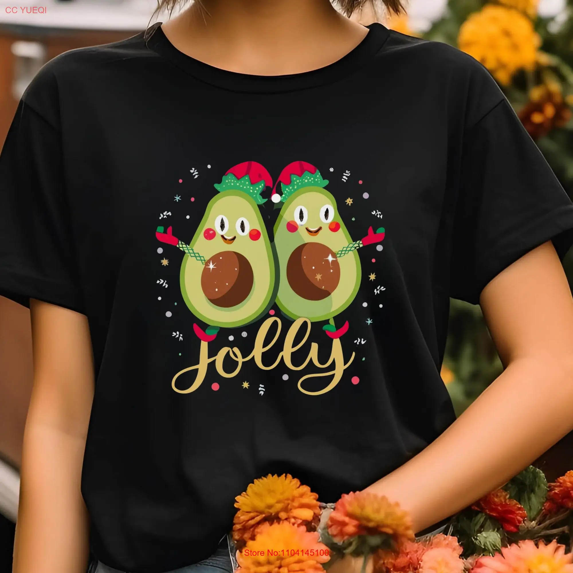 Jolly Avocado Christmas Duo T Shirt Festive Fun for Guac Enthusiasts and Lovers of Food long or short sleeves