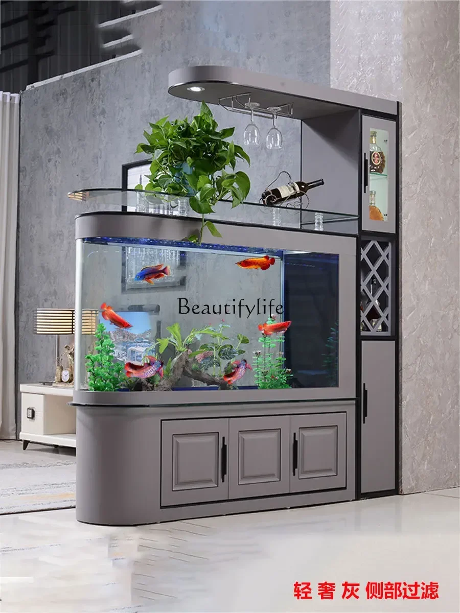 

yj9 Fish Globe Living Room Isolation Screen Smart Light Luxury Floor Bottom Filter Change Water