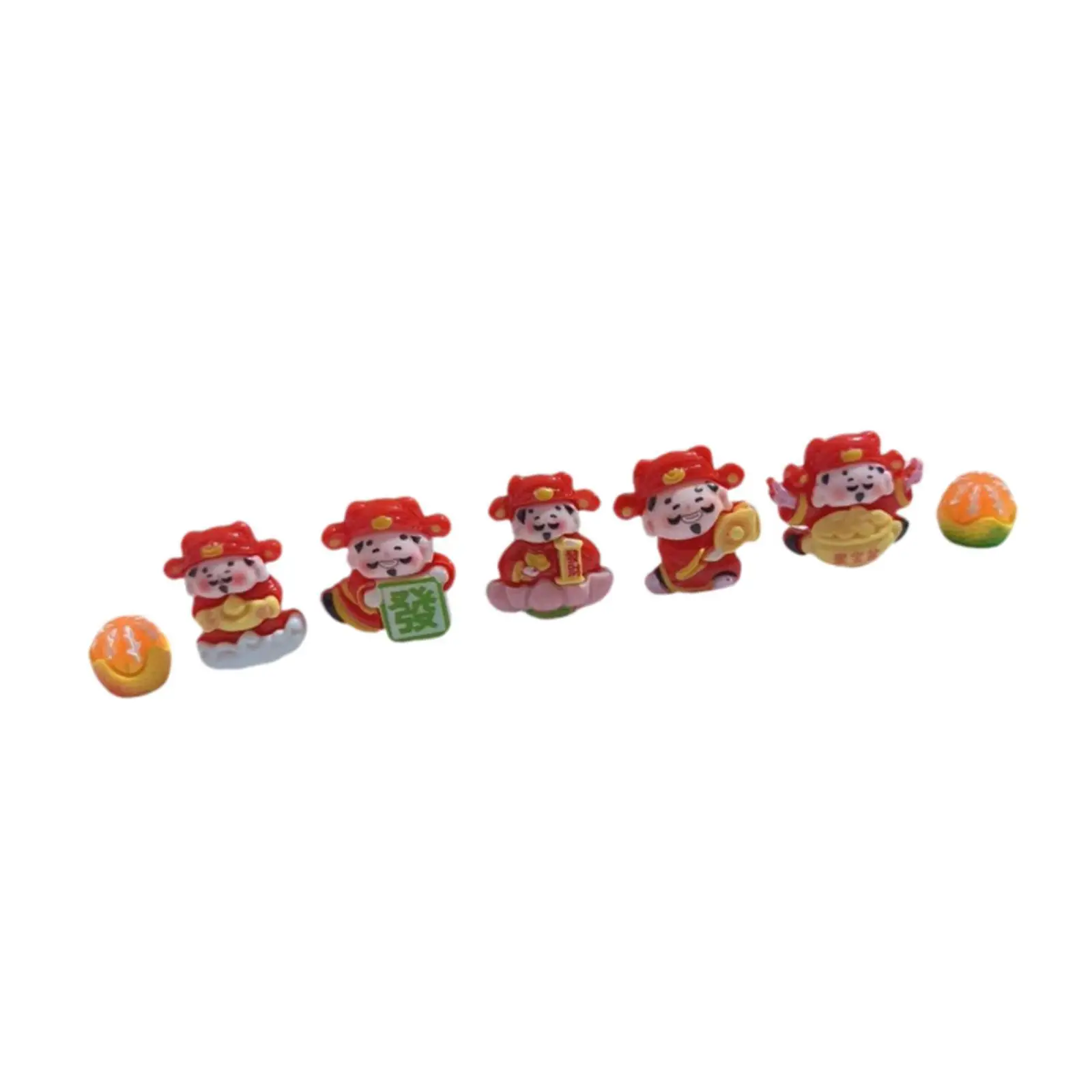 7 Pieces Mini God of Wealth Figurines Decoration Crafts Notebook Display Car Navigator Screen Bookshelf Miniature 3D Craft