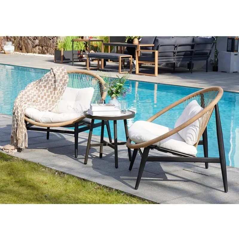 Outdoor Table and Chair Balcony Rest Area Single Backrest Chair Sofa Balcony Chair