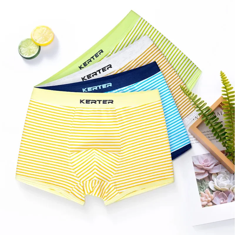 Boy Underwear 2 Piece Kids Underpants Cotton Soft Boxers Stripes Teenager Shorts Panties