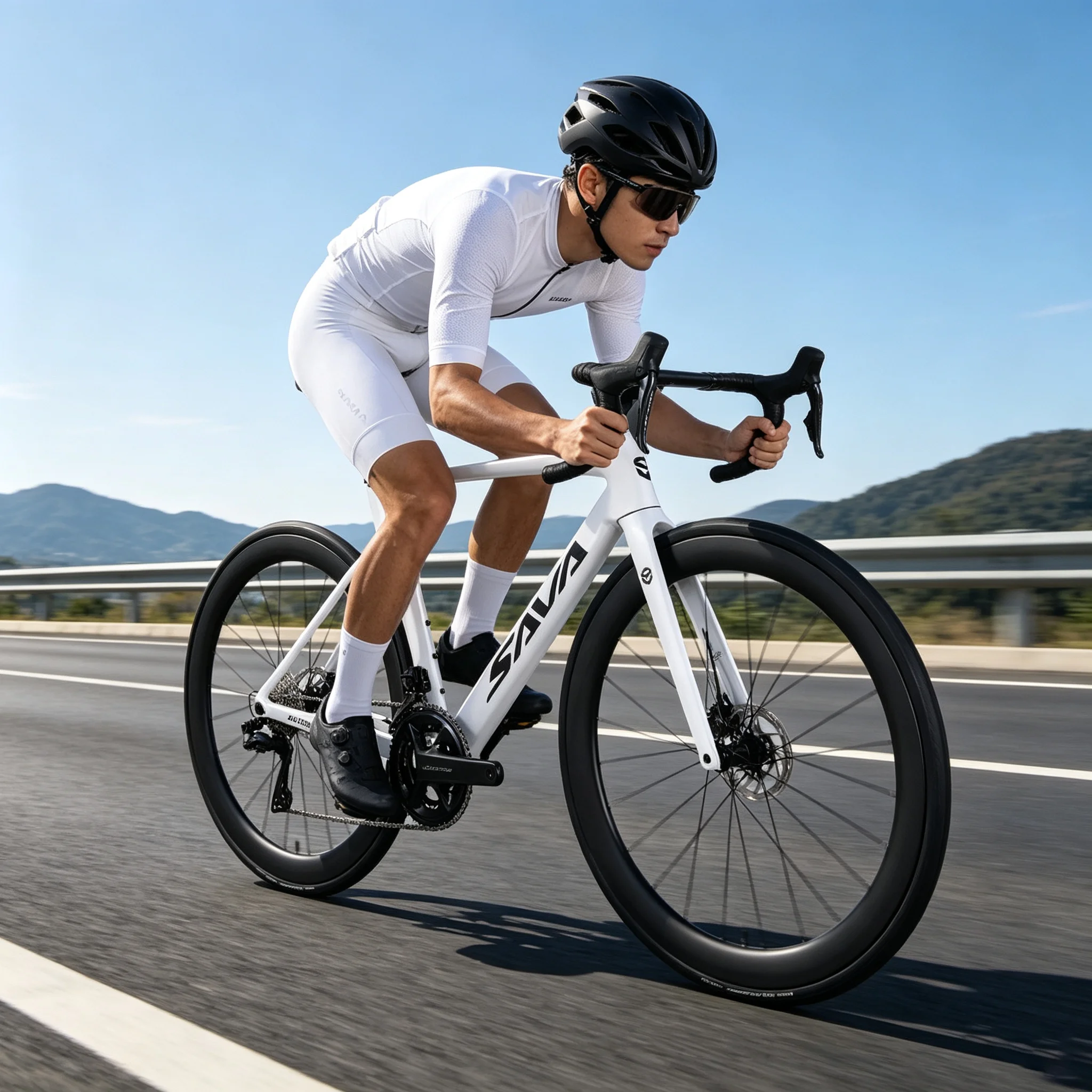 SAVA Aurora R8 Full Carbon Fiber Electronic Shift Road Bike with SHIMAN0 Ultegra 8170 Di2 Competition Grade Road Bike