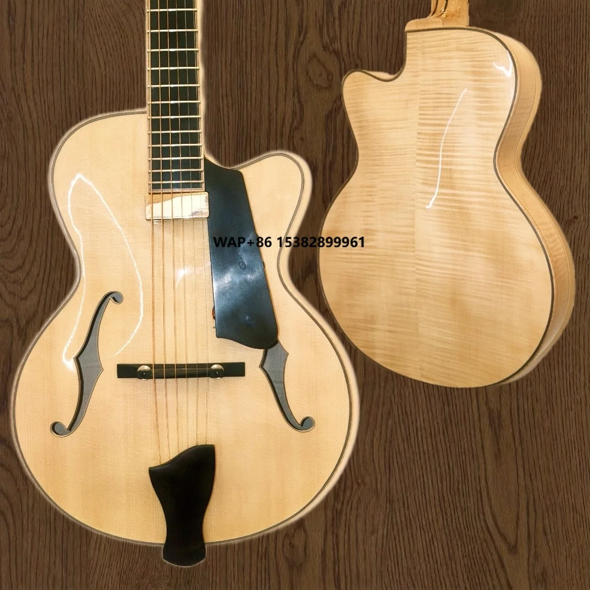 

Yunzhi Luthier Handcrafted 15" Jazz Guitar Yellow 6-String Flamed Maple Hollow Body Spruce Top Ebony Fingerboard YZ-19NYL S/H