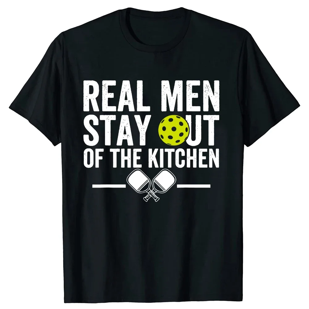 

Real Men Stay Out of the Kitchen Funny Pickleball Vintage Player T Shirts Tee Tops Short-Sleeve Tshirt Clothing Basic T-shirts