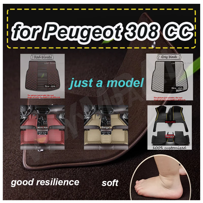 

LUXURY Car Mats Floor For Peugeot 308 CC T7 2008~2013 Waterproof Protection Carpets Leather Mat Cubre Pisos Para Autos