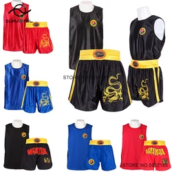 Muay Thai Shorts MMA T Shirt Kungfu Wushu Clothing Martial Arts Sanda Rashguard Boxing Pants Men Women Kids Performance Costume