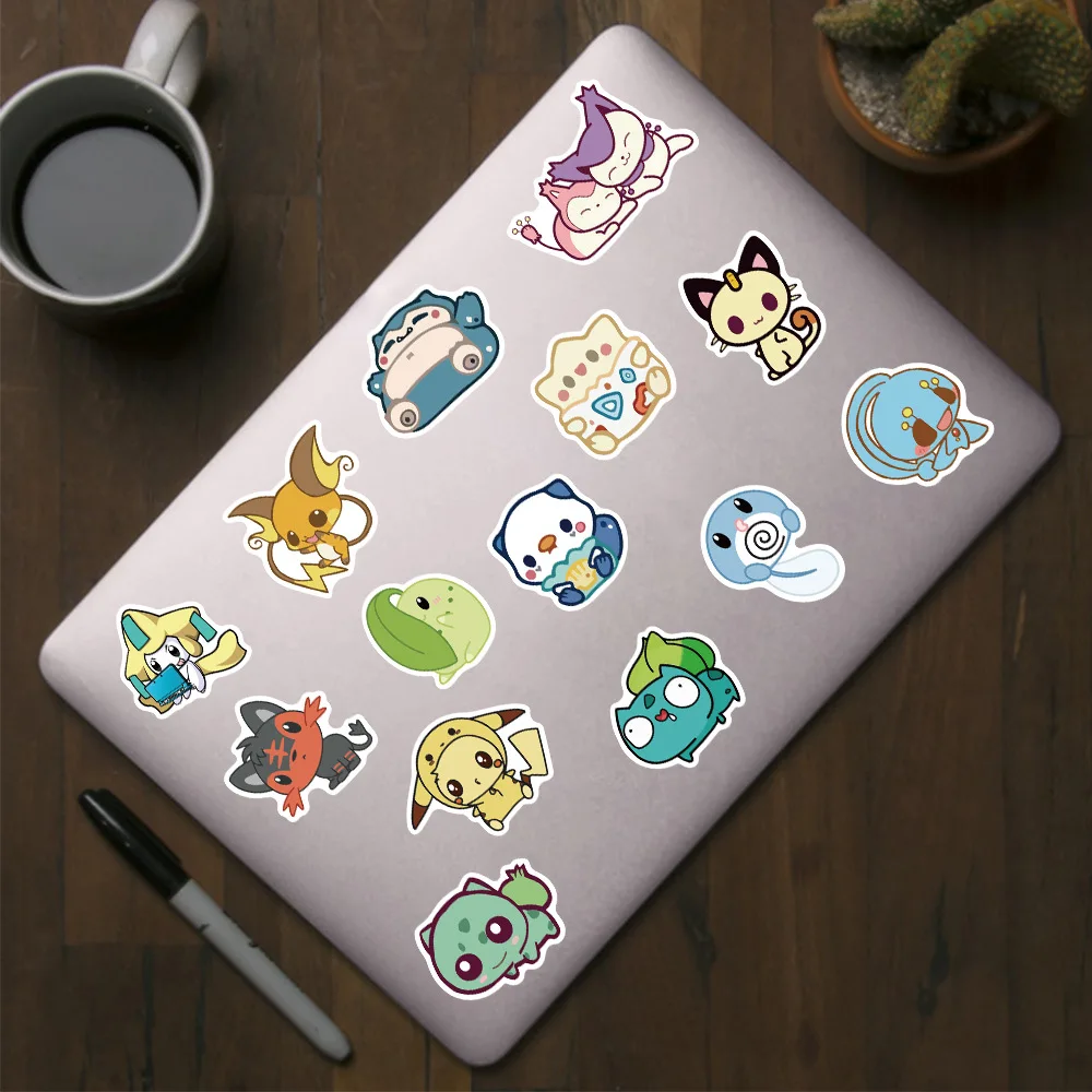 50pcs Q Pokemon Sticker Pack Cute Anime Stickers Pet Elf Stickers Cute Laptop Skin Waterproof Phone Case DIY Stationery