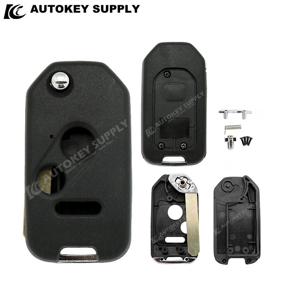 Autokeysupply 2/3 Buttons Car Key Folding Flip Auto Car Key Shell  