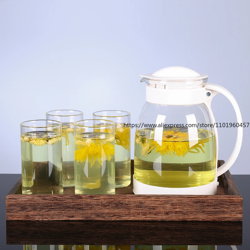 

Glass Cold Water Kettle Set Heat-Resistant Explosion-Proof Large Capacity for Tea Brewing Boiled Water Cooling Juice Serving