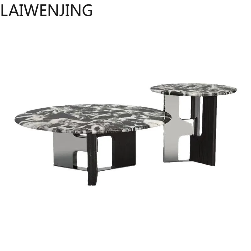 

HLZ living room home creative coffee table side table combination marble villa large flat round coffee table