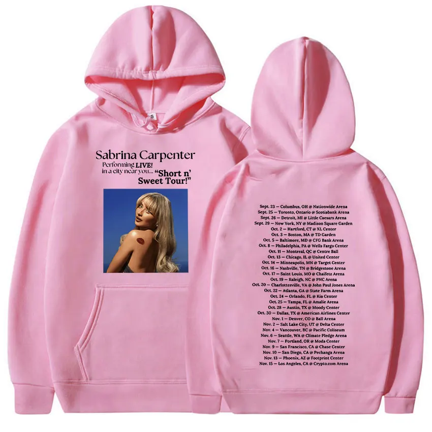 2024 Sabrina Carpenter Short N\' Sweet Tour Hoodie Men Women Retro Fashion Trending Sweatshirt Fleece Pullover Oversized Clothing