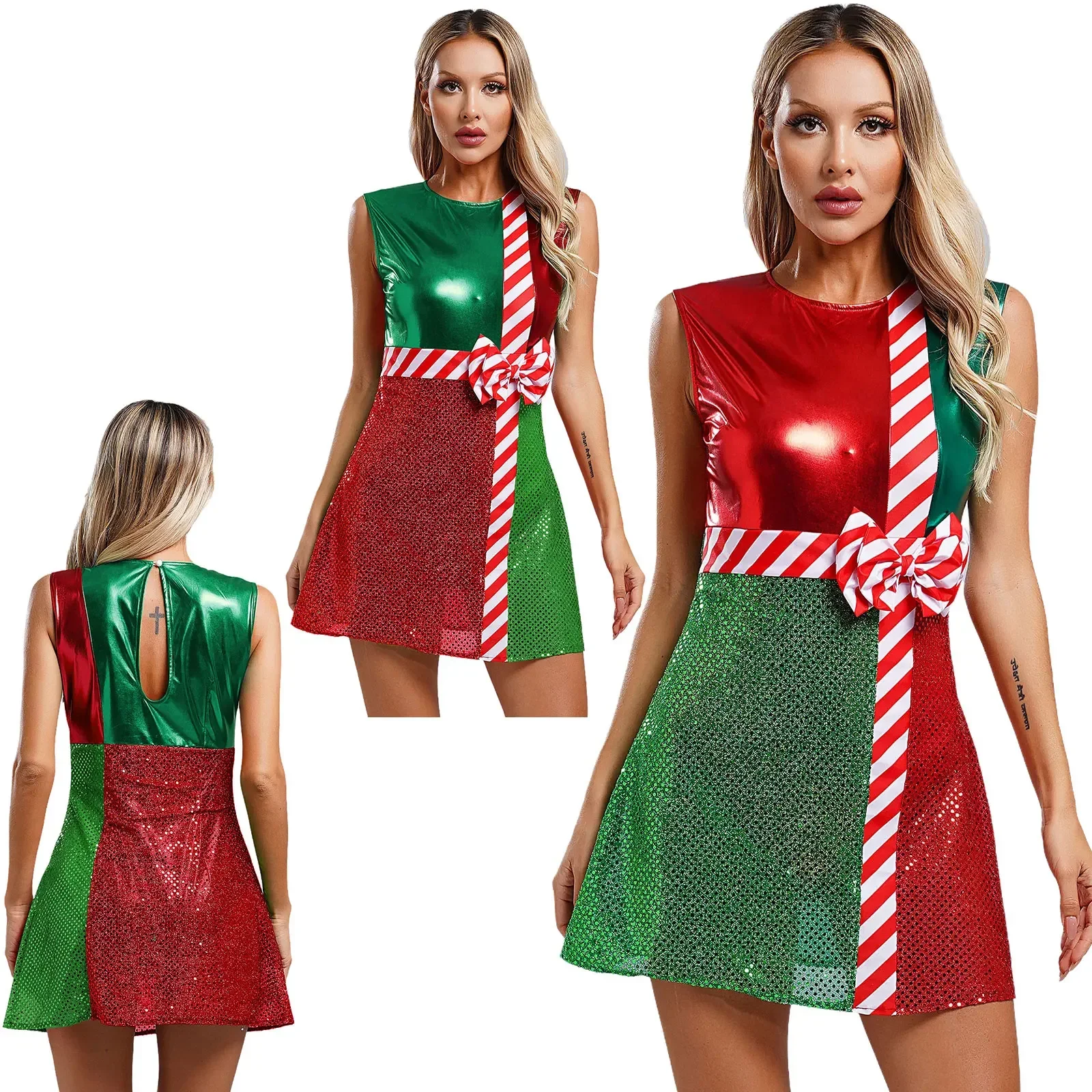 Señoras Miss Santa Navidad Cosplay disfraz vestido de baile brillante regalo de Navidad tutú vestido de baile Festival cóctel vestidos de fiesta