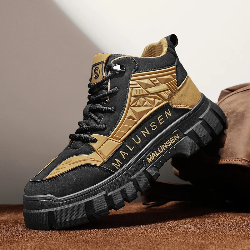 

Высокие дизайнерские мужские кроссовки Уличная повседневная обувь для мужчин Модные противоскользящие дышащие бежевые мужские ботильоны для скейтборда