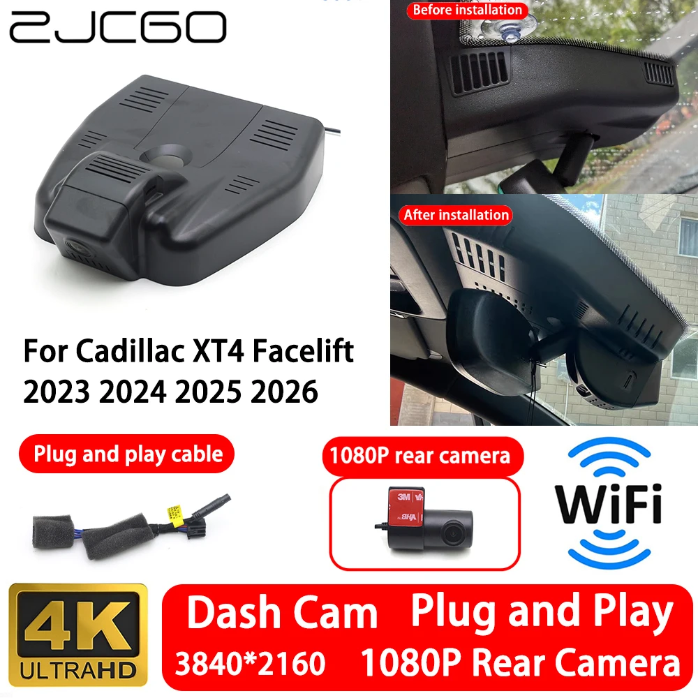 for Cadillac XT4 Facelift 2023 2024 2025 2026 4K Front Rear Camera Dash Cam Wifi Plug and Play Video Recorde Loop Recording