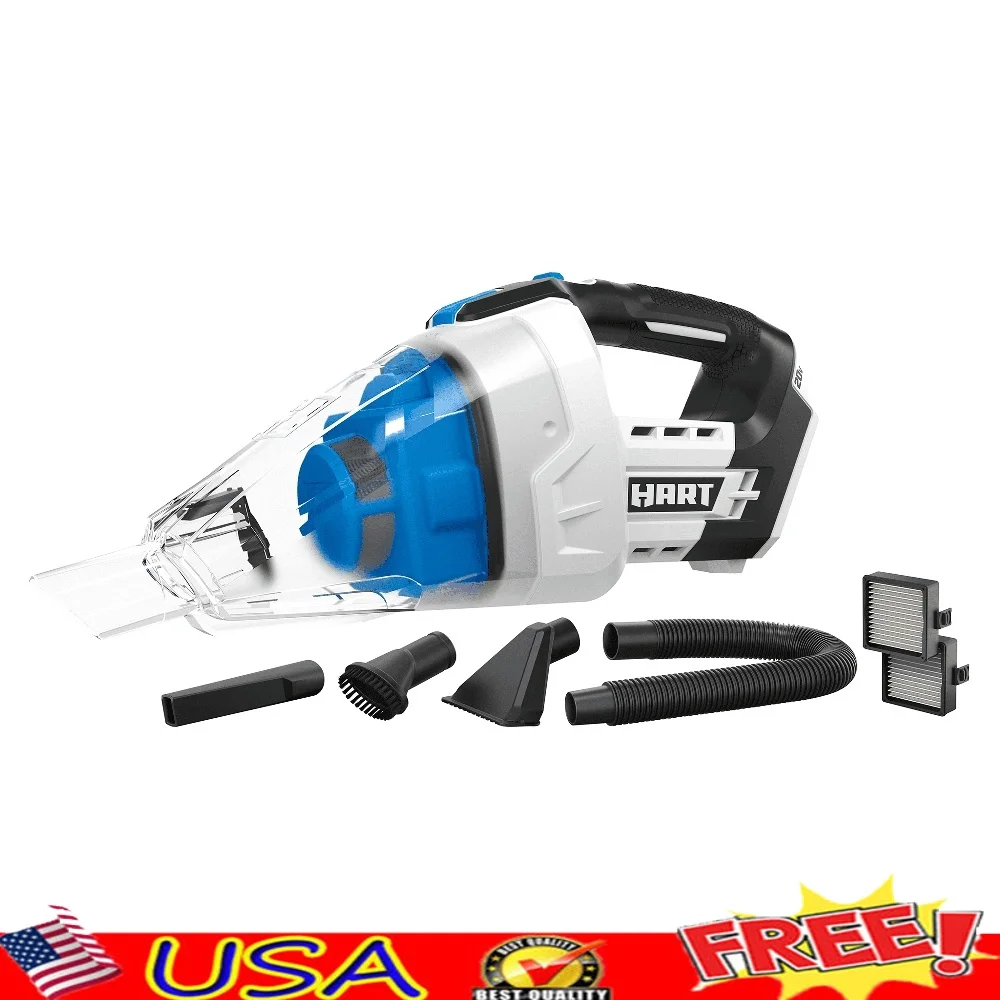 

20V Cordless Hand Vacuum with 2ft Extension Hose Pleated Filters Lock-On Switch Dust Cup Nozzle Accessories Automotive Cleaning