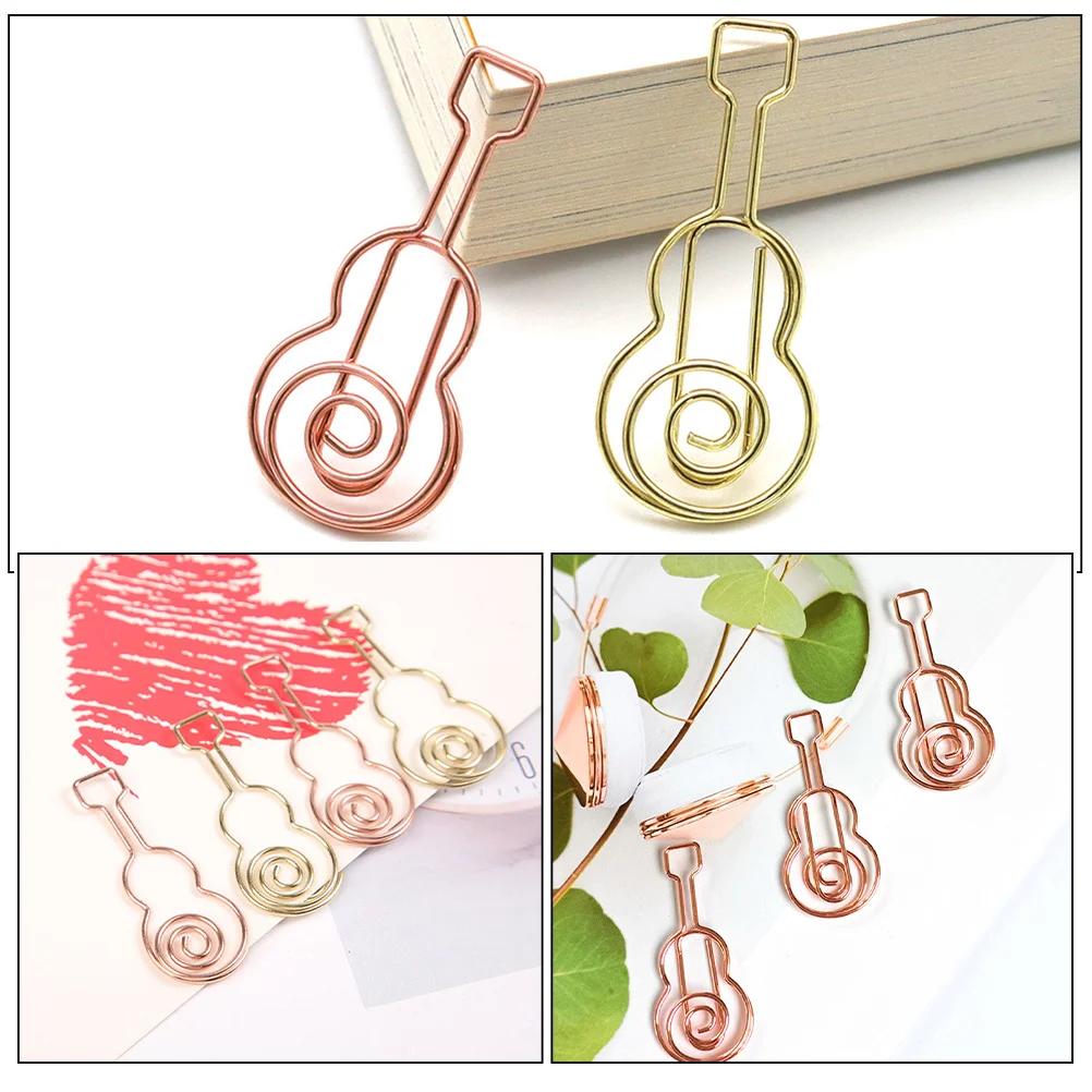 40Pcs Guitar Design Paper Clips Fun Musical Instrument Bookmark Clamps Decorative Small Binder Clips for Home Study Organization