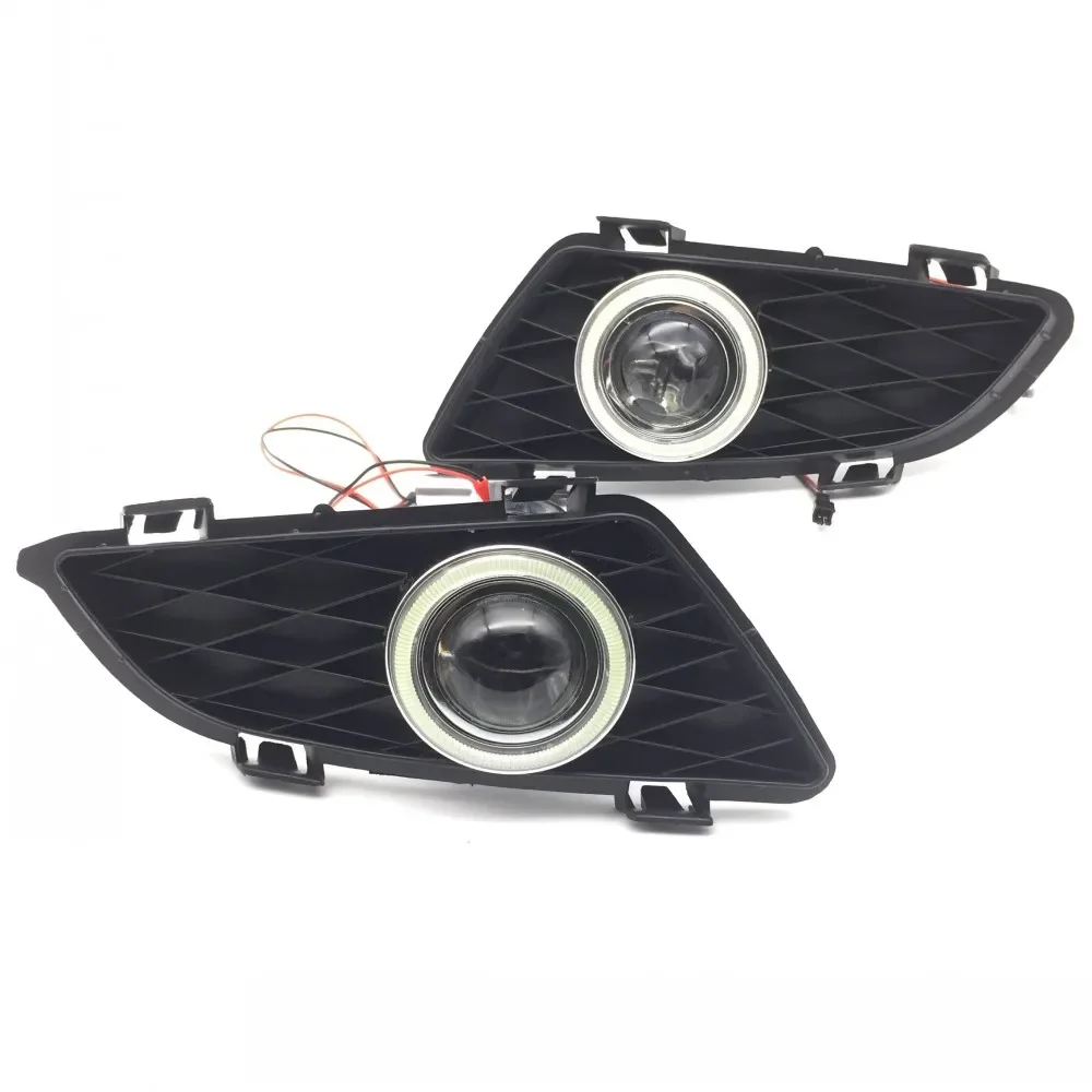 eeMrke LED Angel Eyes DRL Ring PTF For Mazda 6 M6 2003 2004 2005 Daytime Running Lamp H11 55W Halogen Fog Lights Assembly Kits