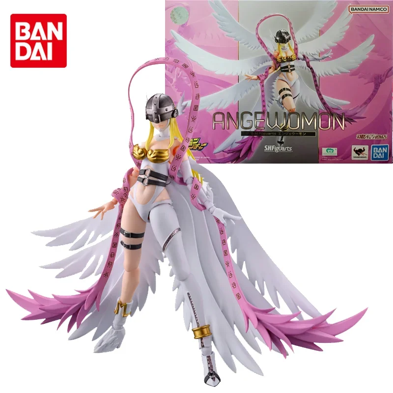 Bandai Original SHF Digimon Adventure Angewomon Anime Action Figure Toys For Boys Girls Kids Children Birthday Gifts Collectible