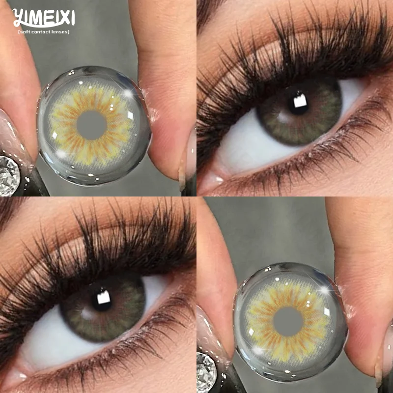YIMEIXI 1Pair Hot Sale Cleopatra Series Green Contact Lenses Myopia Degree Makeup Lens Brown Iris Lens High Quality Beauty Pupil
