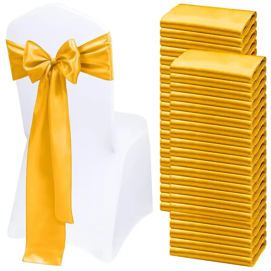 كرسي الزنانير الأقواس 100 قطعة كرسي الشريط الزنانير لحفل الزفاف وحفلات الاستقبال والولائم فندق كراسي الحدث الديكور الذهب 7x10 #1
