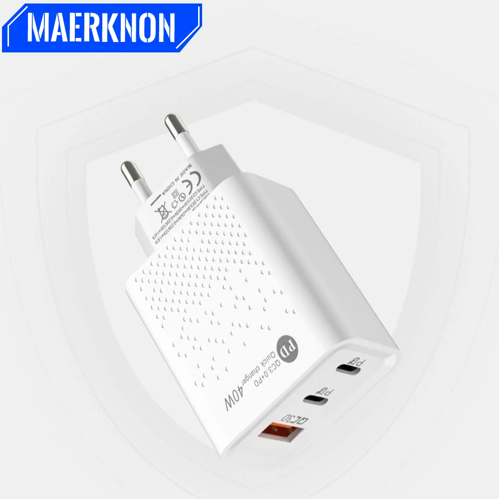 

40W PD USB Charger Quick Charge 3.0 For iPhone Samsung Xiaomi13 12 Huawei 3 Ports Fast Wall Adapter Mobile Phone Type C Chargers