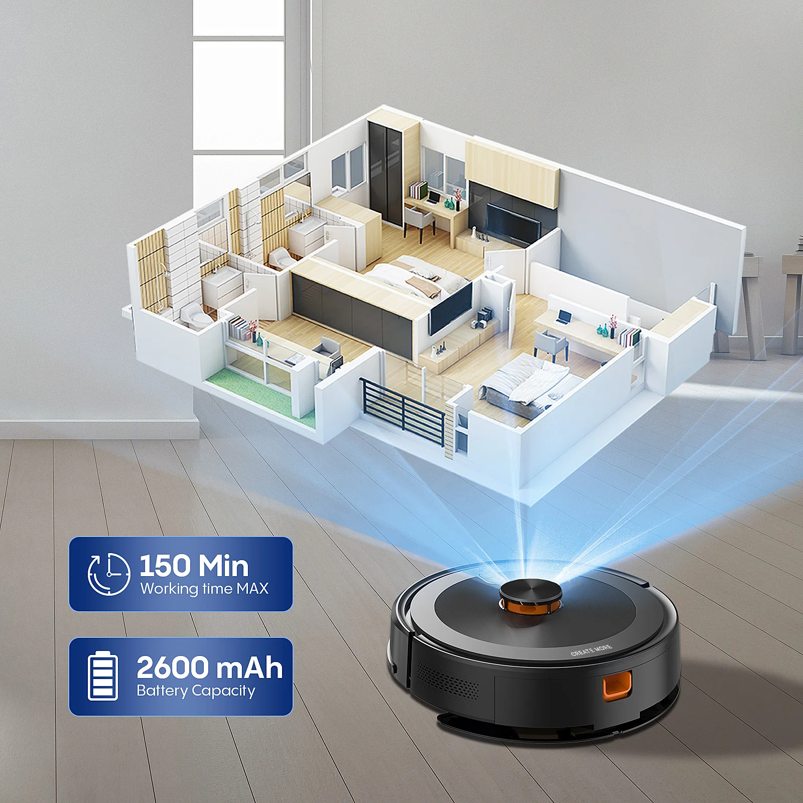 Bagotte Intelligent Home Appliances Tuya Robot Vacuum Wifi Control Robot Vacuum Self Cleaning And Self Empty Dust