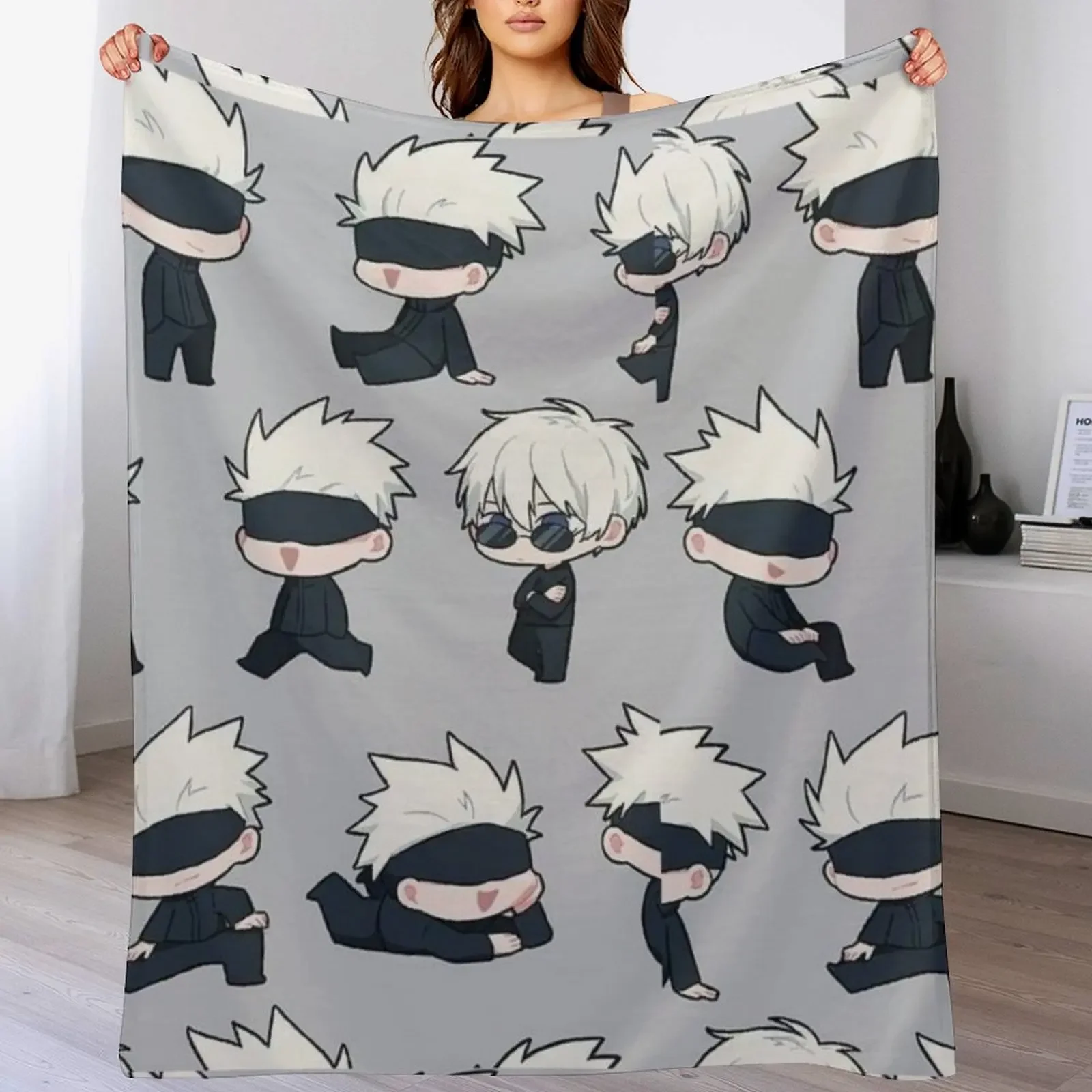 New gojo sensei Throw Blanket Stain Resistant Cozy Warm Blanket