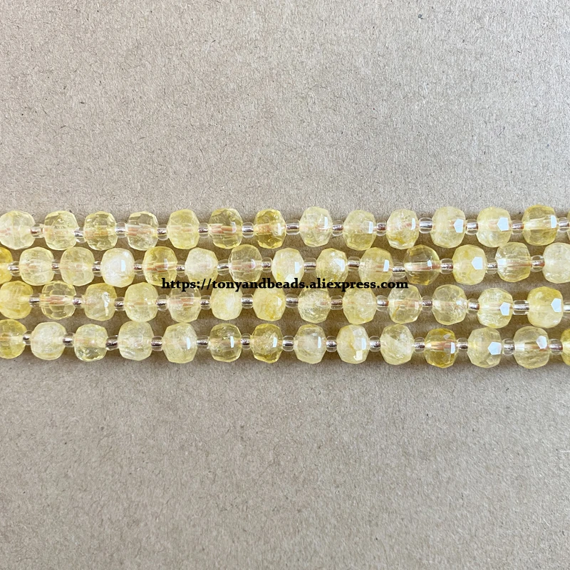 Semi-precious Stone Diamond Cuts Faceted Rondelle Citrine Quartz 7\