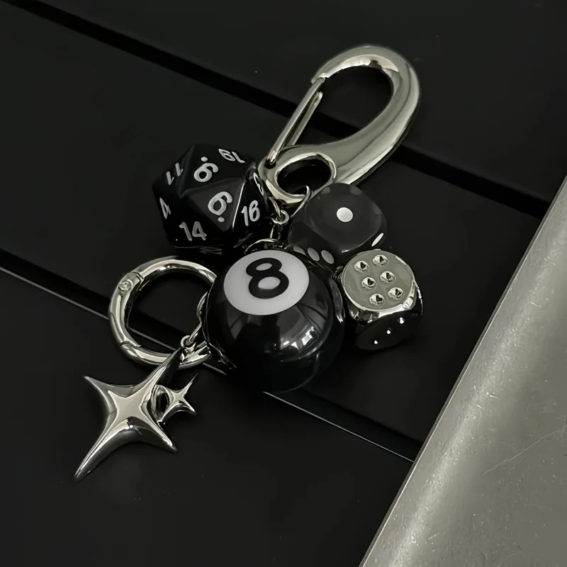 Star Dice Black Eight Ball Pendant Handmade DIY Ornaments Cool Style Bag Charms Anti-fade Decor Car Keychain Accessories