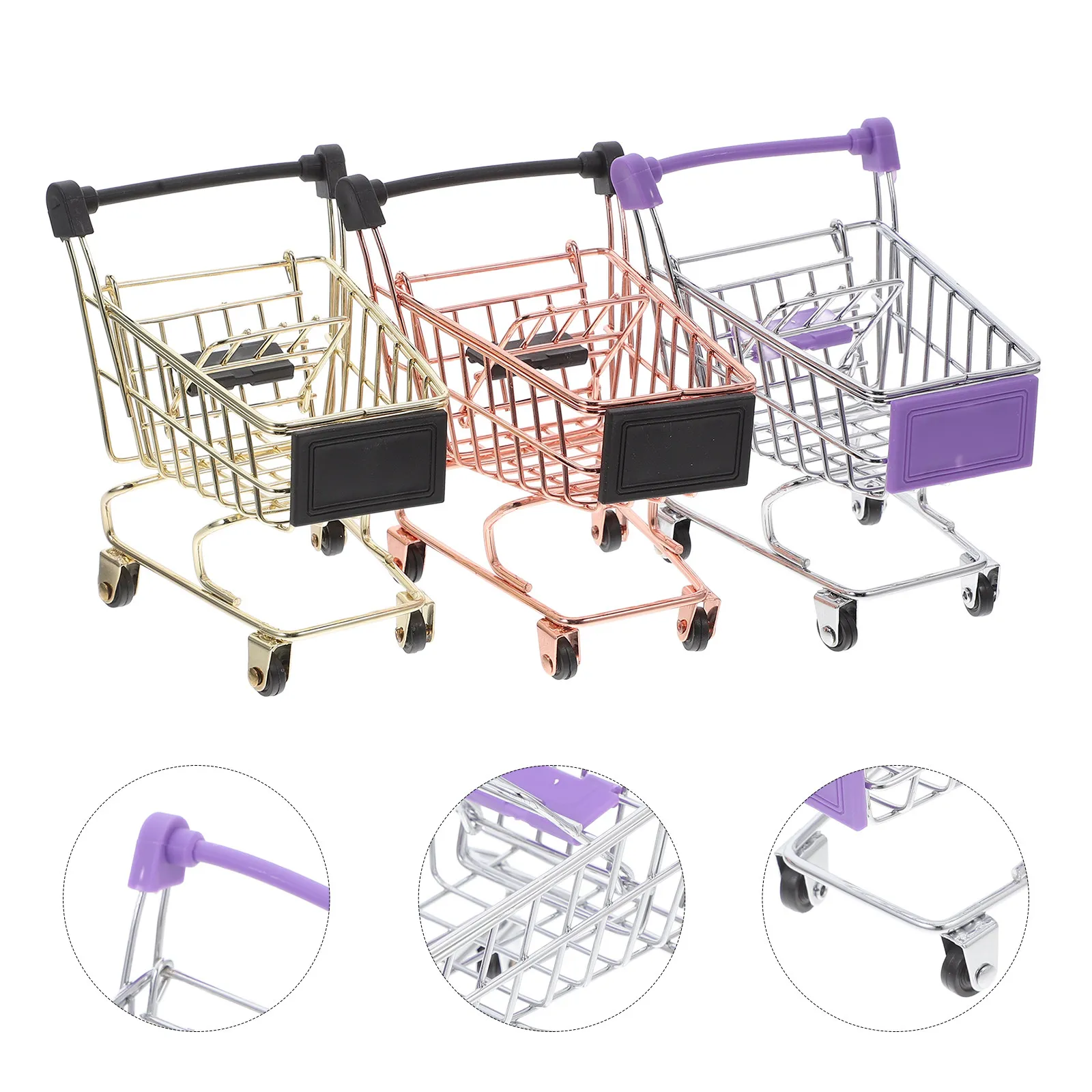 

Набор из 3 декоративных мини-тележек для хранения мелочей на рабочем столе, для дома, офиса, кафе, держатель для косметических спонжей