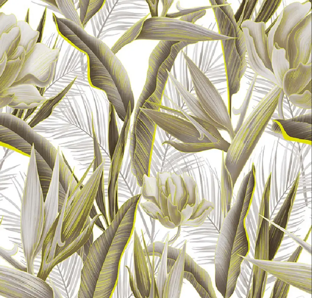 Custom Mural Tropical plants golden leaves abstract curves marble Living Room Bedroom Kitchen Wall Decor Painting Wallpaper 3D