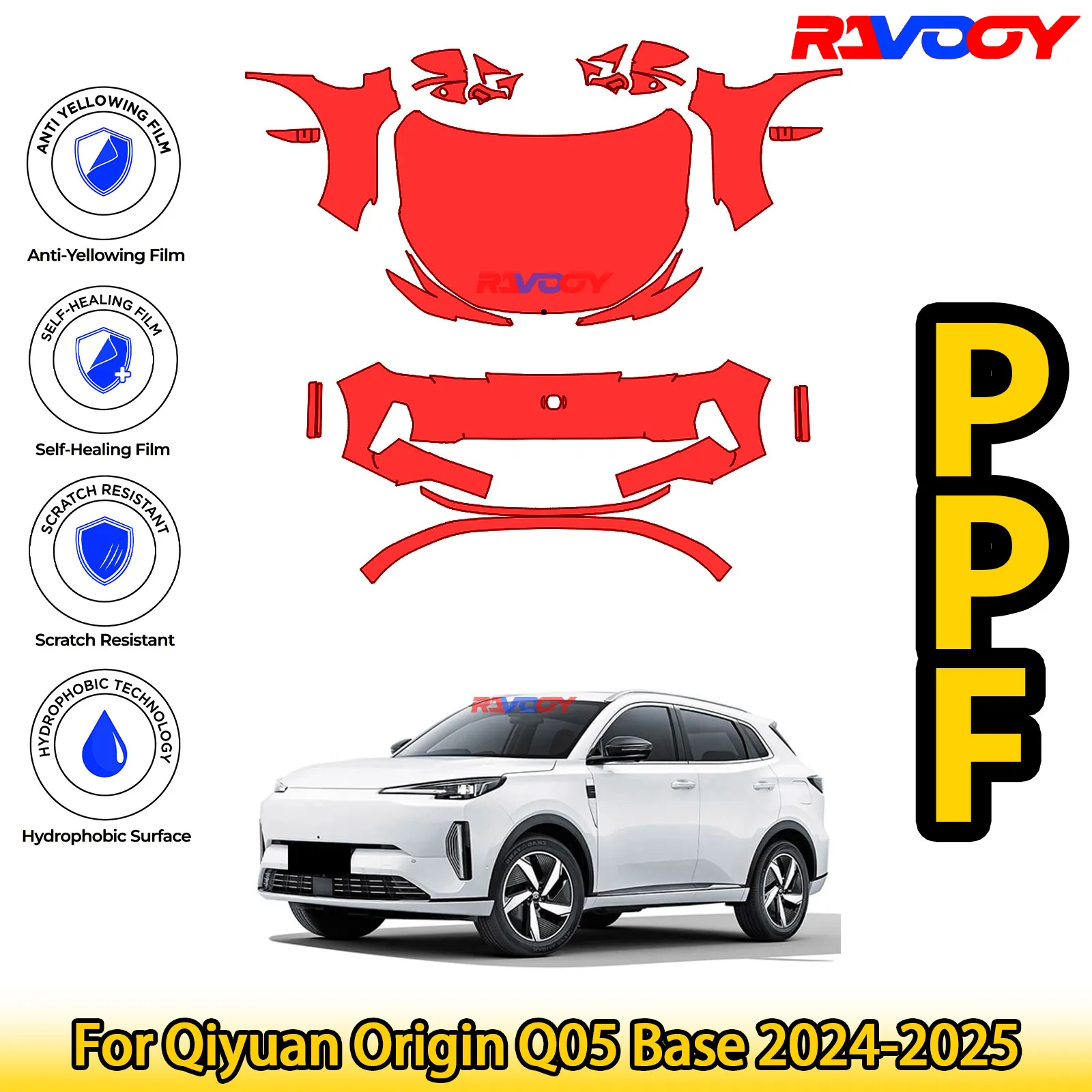 

Для Qiyuan Origin Q05 Base 2024-2025 глянцевая матовая черная предварительно вырезанная передняя защитная пленка PPF комплект