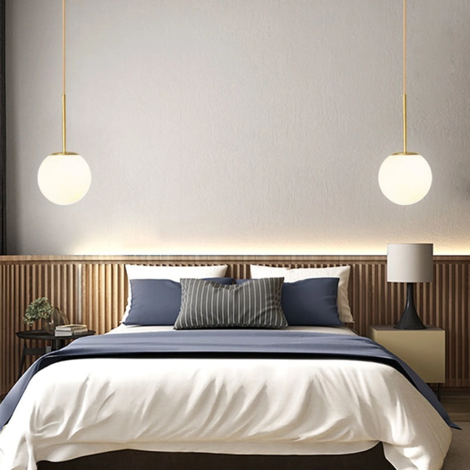 Nuova lampada a sospensione a sfera in vetro nordico elegante e creativa-elegante apparecchio di illuminazione per camera da letto semplice e sala da pranzo Dec