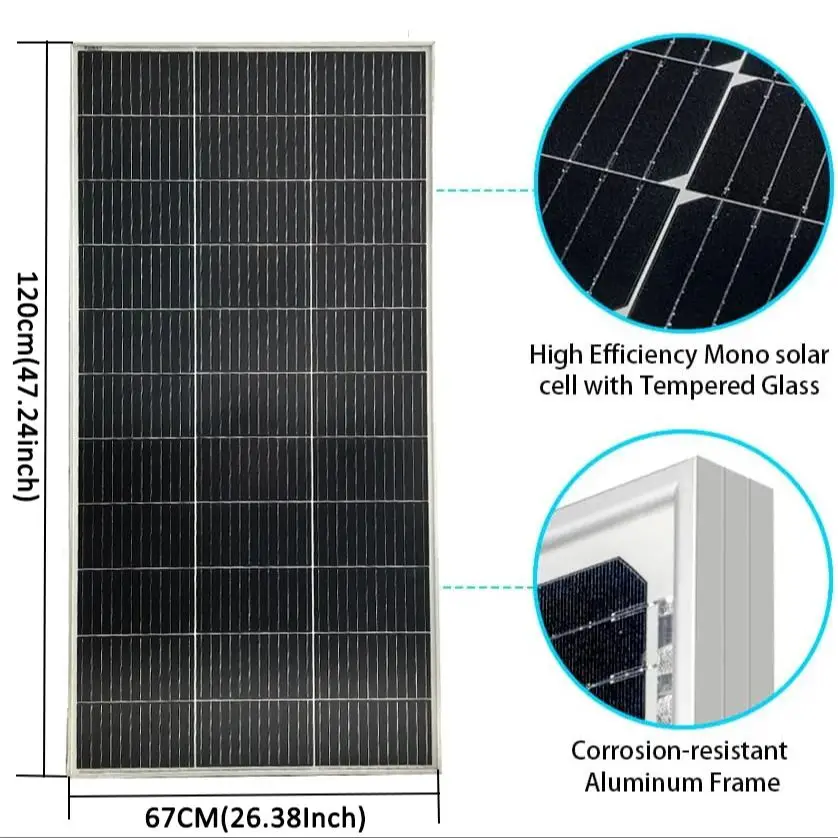 solar panel 160w 18V solid solar panels 12V Battery Charge System Kit With 30MM Aluminum Frame Temper Glass Rigid Camping Boat R