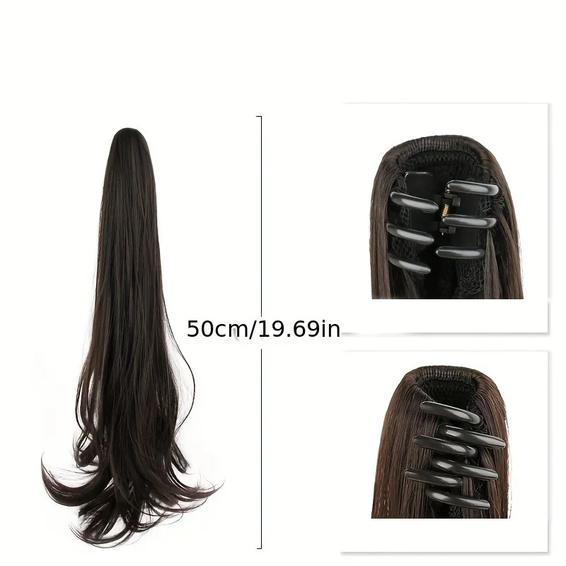 Extensions de Cheveux Synthétiques Longs et Lisses pour Femme, Queue de Cheval à réinitialisation, Accessoire Capillaire, 20 Pouces/50cm