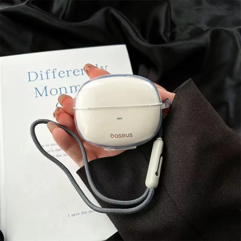 Für Baseus BC1 Lite Einfarbiges Minimalistisches Transparentes Kopfhörer-Etui mit TPU Stoßfester Weicher Schale