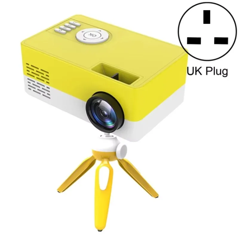 

2025 hot sale Wholesales J15 1920 X 1080P HD Household Mini LED Projector With Tripod Mount, Plug Type:UK Plug(Yellow White)