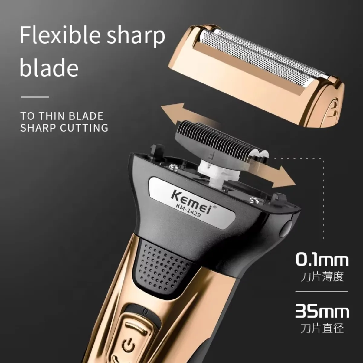 Kemei KM-1429 3 In 1 Electric Beard Shaver Professional Nose Trimmer Detachable Blade Mens Multifunctional Hair Cutting Machine