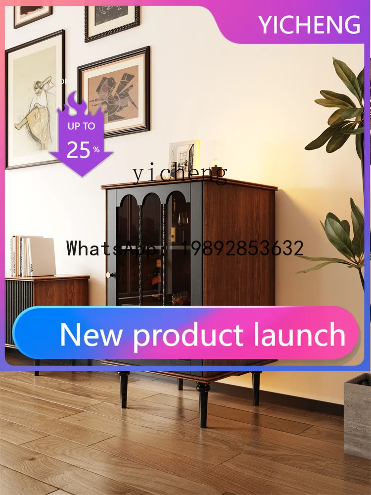 

X1 retro solid wood living room small standing cabinet glass door display high-end small wine cabinet