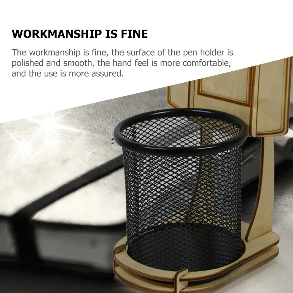 

Basketball Stand Holder Wooden Smooth Office Basketball Stand Pen Holder Pencil Organizer DIY Gift Mesh Basket Fan